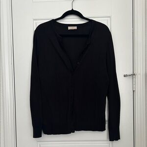 LOFT Black Lightweight Button Cardigan
